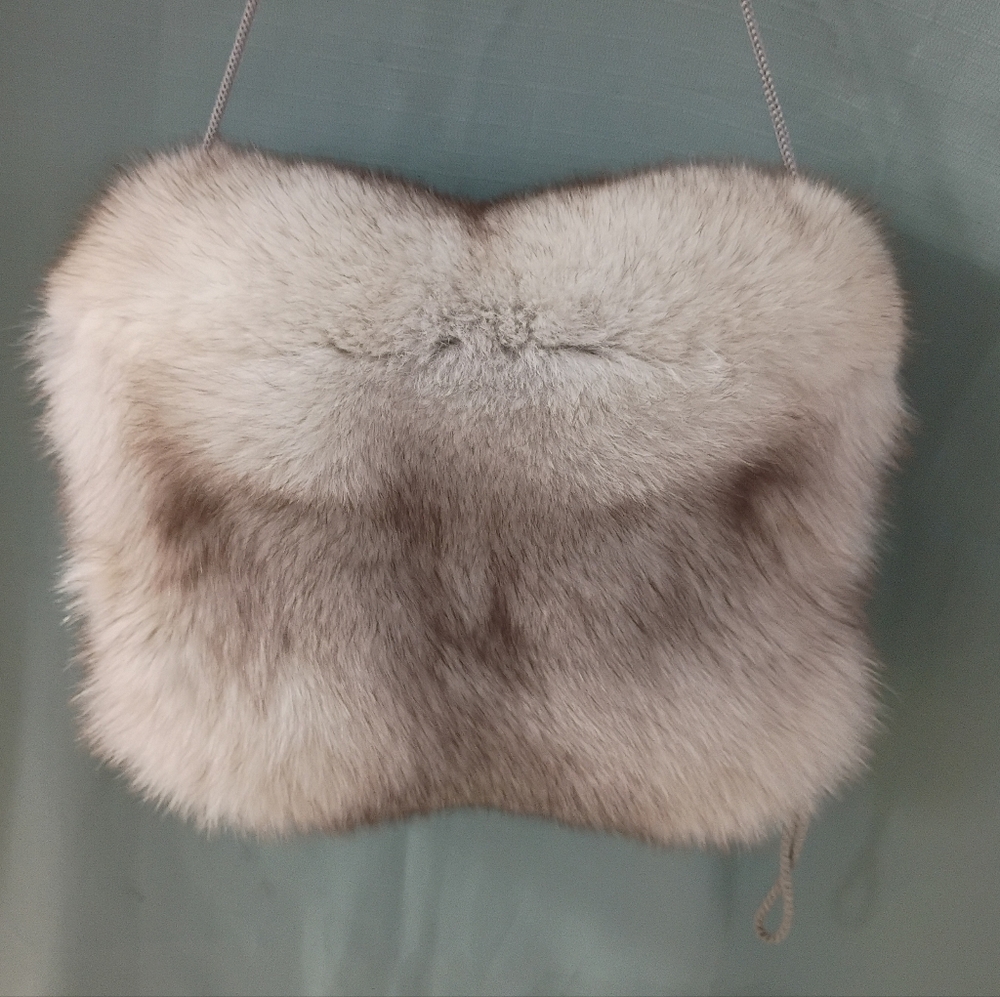 ❤️VINTAGE BALENCIAGA GENUINE MINK FUR MUFF HAND WARMER / WRISTLET 14 x 14